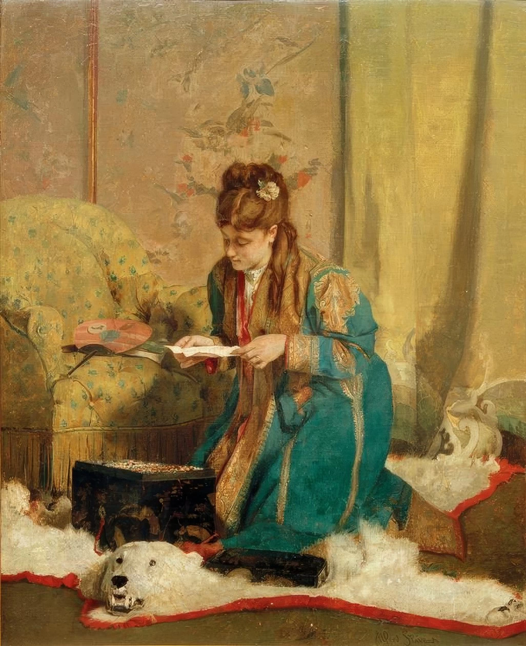 Alfred Émile Stevens - Il cofanetto di gioielli, Brüssel, Charliermuseum